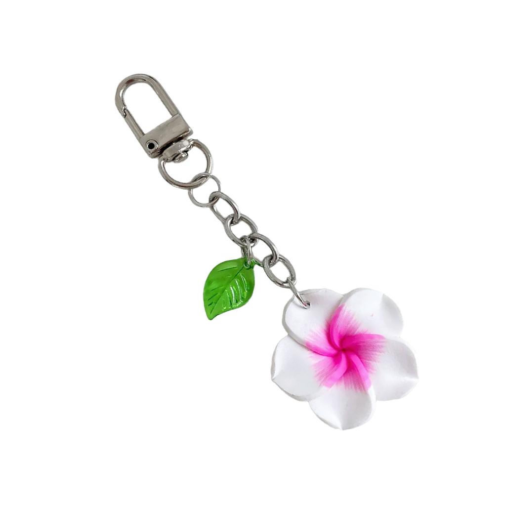 Sweet Frangipani Floral Pendant Keychain Cheerful Sunflower Key Ring Bag Decoration Gift For Women Girls Friend
