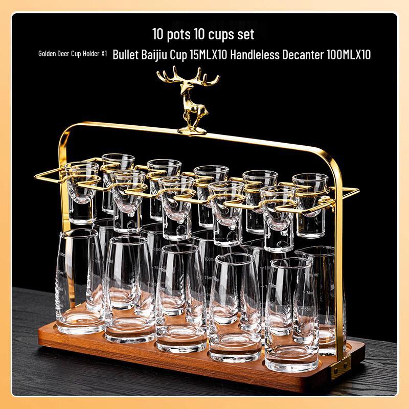 Benxi Chinese Style Glass Wine Dispenser & Shot Glass Set