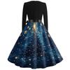 Women's Casual Retro Square Neck Dress with Halloween Print for Party and Daily Wear