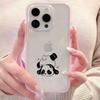 Panda Apple Phone Case for iPhone 16 Pro Max/17, Cute, Drop-proof, Large Hole Design, Transparent Soft Cover