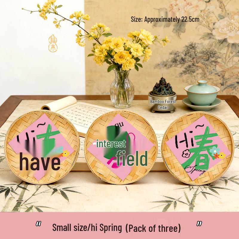 Spring Bamboo Plate Hanging Ornament Set for Teahouse and Homestay Decor & Photography Backgrounds