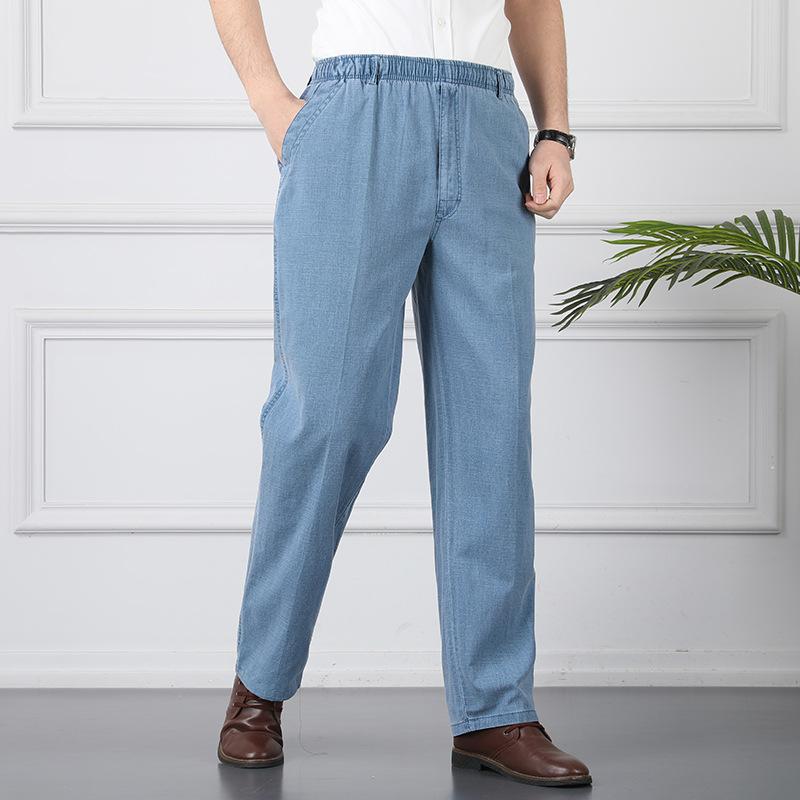 Spring Summer Men's Fashion Straight Casual Pants Solid Color Multi Pocket Cargo Pants Men Loose Cargo Trousers Linen Casual Pants Elastic Waist Pants