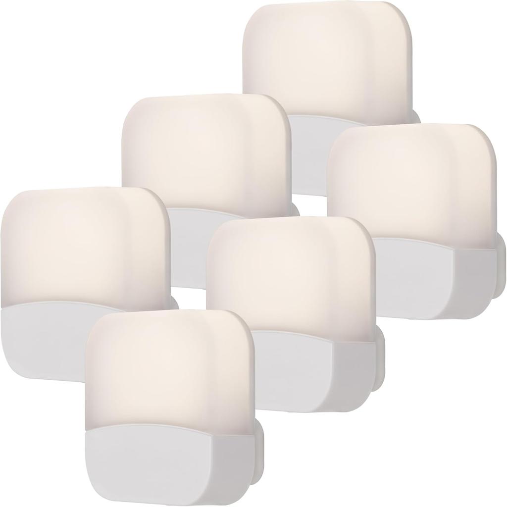 Lights by Night Plug In Night Light Bedroom Decor Apartment Essentials LED Lights Ambient Lighting Dusk to Dawn Sensor Nightlight Bathroom, Square 6