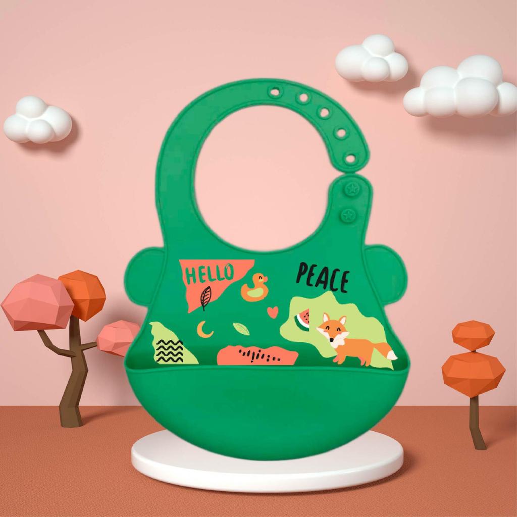 Waterproof Silicone Baby Bib - Large, Wash-Free, Drool & Meal Bib for Newborns and Children