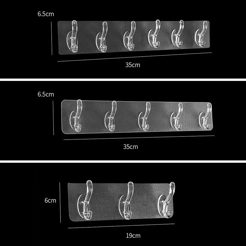Transparente selbstklebende Haken für Küche, Bad, Organizer, transparent, stark klebend, Tür, Wandaufhänger, Schlüsselhalter, schwer