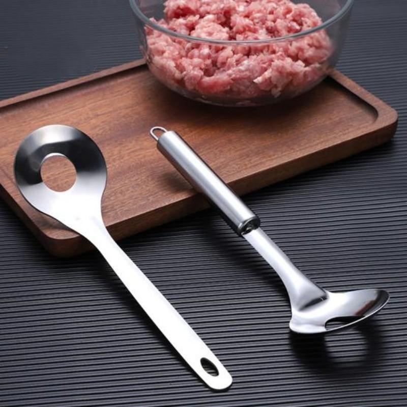 Stainless Steel Anti Stick Meatball Scoop Fall Resistant Portable Hollow Smooth Maker Spoon