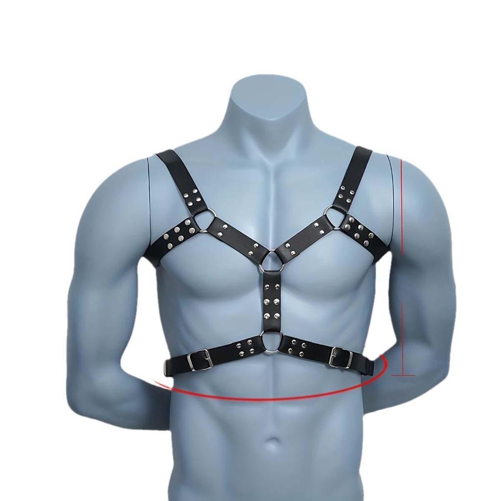Adjustable Men's Bondage Shoulder and Chest Strap with Waist Belt for Nightclub Flirting