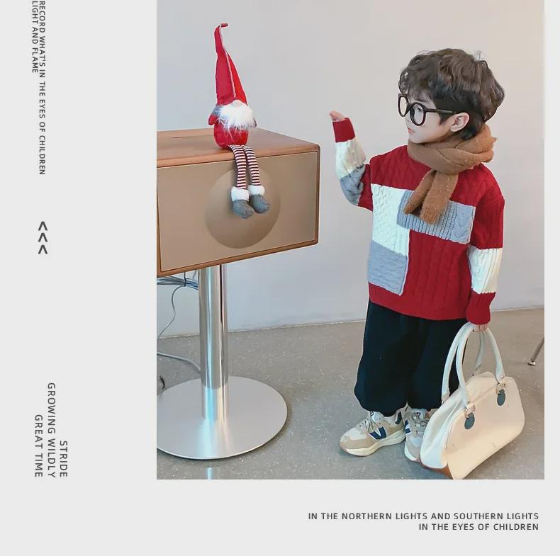 Boys' Autumn/Winter 2023 Thick Pullover Sweater for New Year's - Stylish and Warm