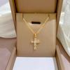 CAOSHI Trendy Cross Pendant Necklace Female Brilliant Zirconia Jewelry for Party Fashion Gold Color Accessories for Anniversary