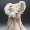 Gothic Lace Widows Cap Detailed Craftsmanship Themed Party Headpiece Costume Accessory for Fashion Photography