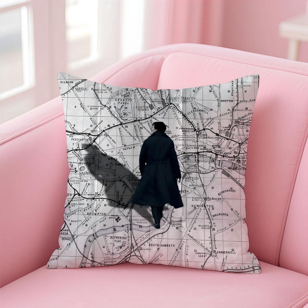 Classic British TV Series SSherlock HHolmes Cushion Cover Pillow Case Soft Skin Friendly Fabric Concealed Zipper