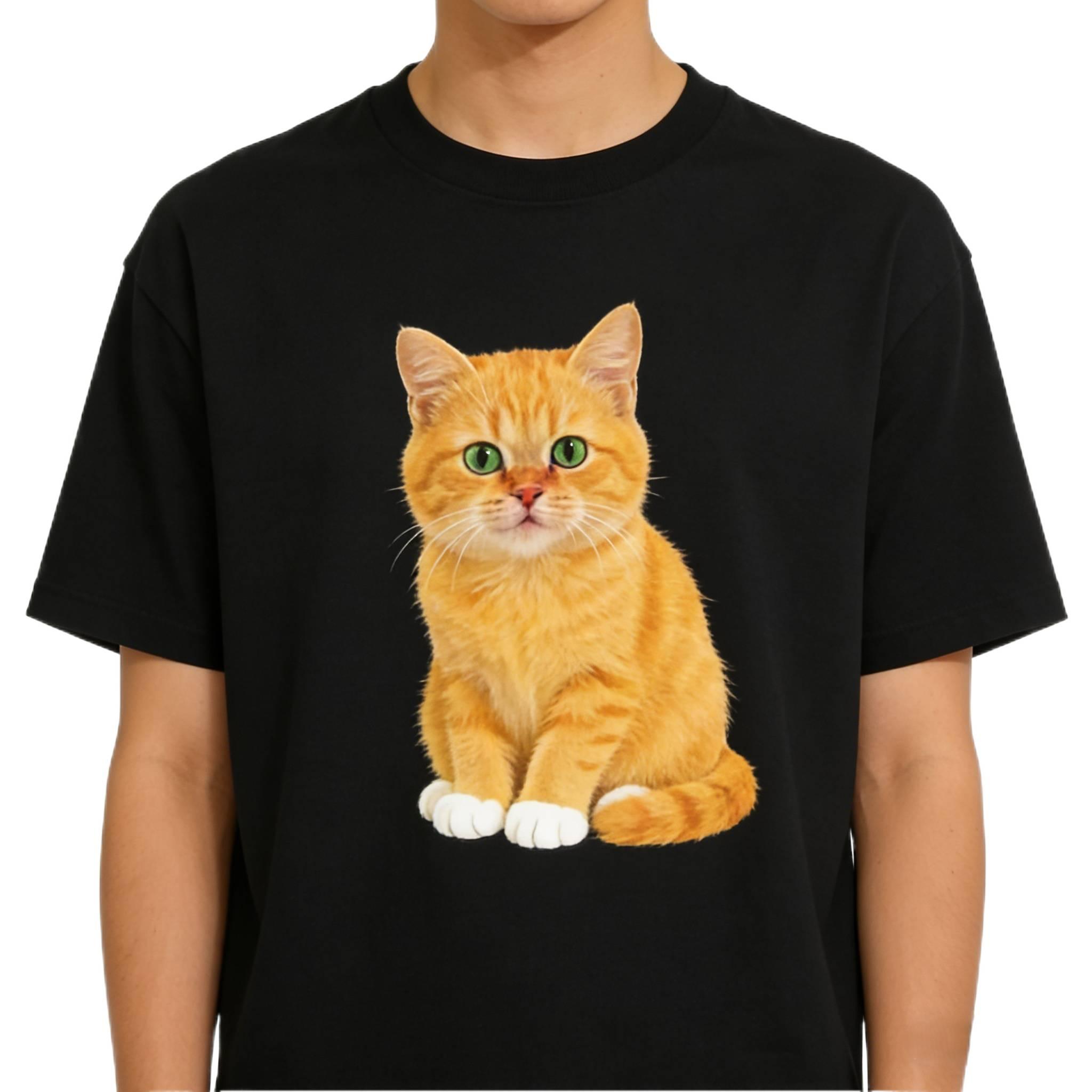 Дышащая мягкая футболка с принтом кота - Унисекс, с круглым вырезом, с коротким рукавом, милая графика с животными, повседневная, легко сочетается 5XL