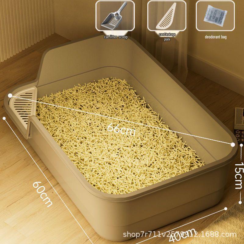 Extra Large Semi-Enclosed Anti-Tracking Plush Cat Litter Box Includes Cat Litter Scoop