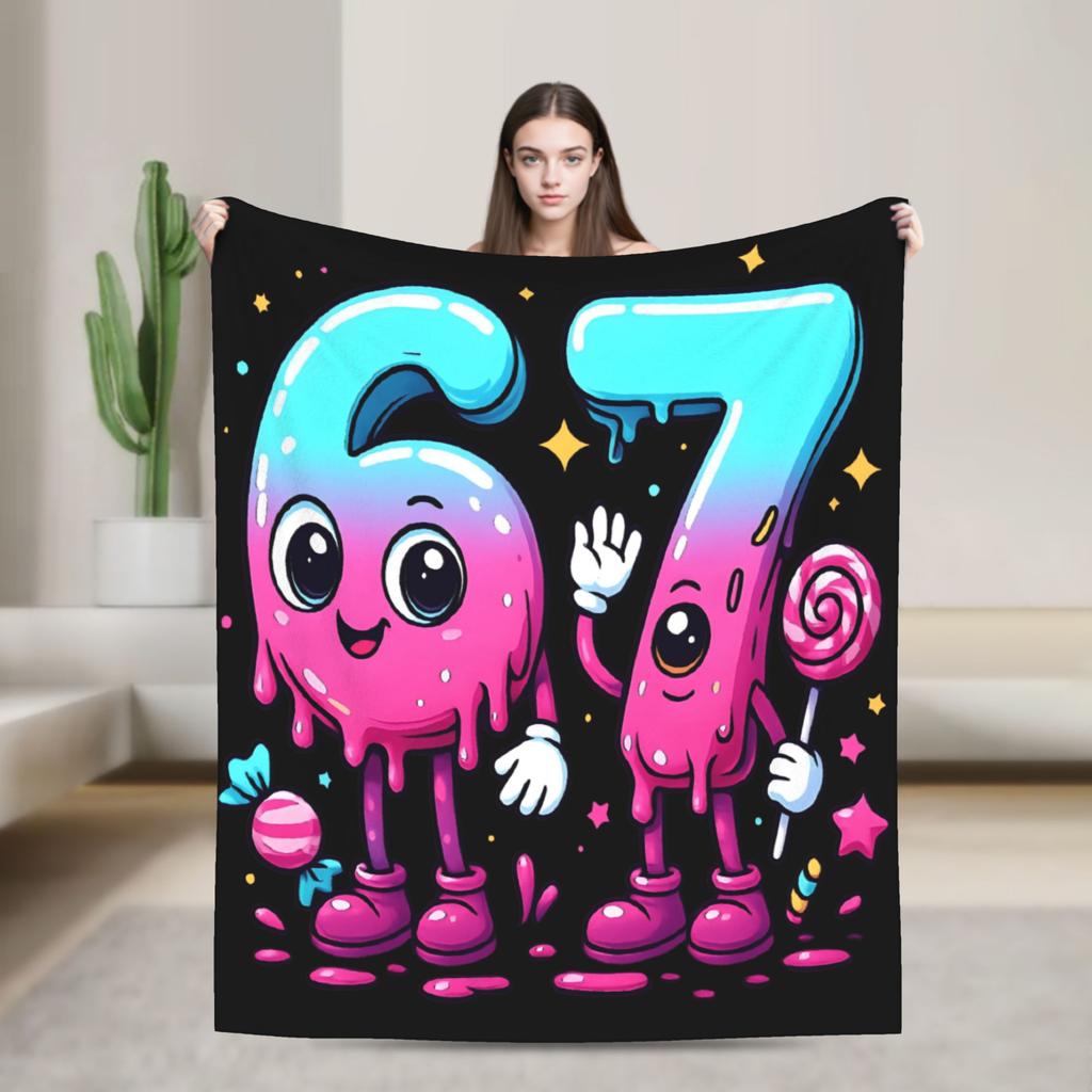 Six Seven Ice Cream Drip 67 Mason Meme Soft Blanket Adult Plush Bedding Throws Novelty Bedroom Flannel Bedspread Sofa Bed Cover
