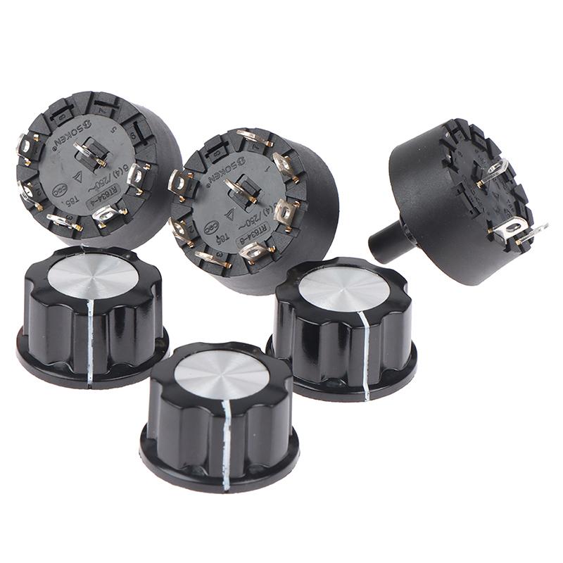 1Pcs 2/3/4/5/6/7/8 Gear With Knob Cap Rotary Gear Switch 6A 250V Power Switch