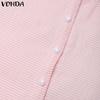 VONDA Abiti da donna alla moda, tinta unita, con scollo rotondo e volant, maniche lunghe