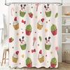 Christmas-themed Shower Curtain Featuring Cute Cupcakes, Candy Canes, Holly Berries, Red Bows, Stars, Hearts, and a Hot Pink Col