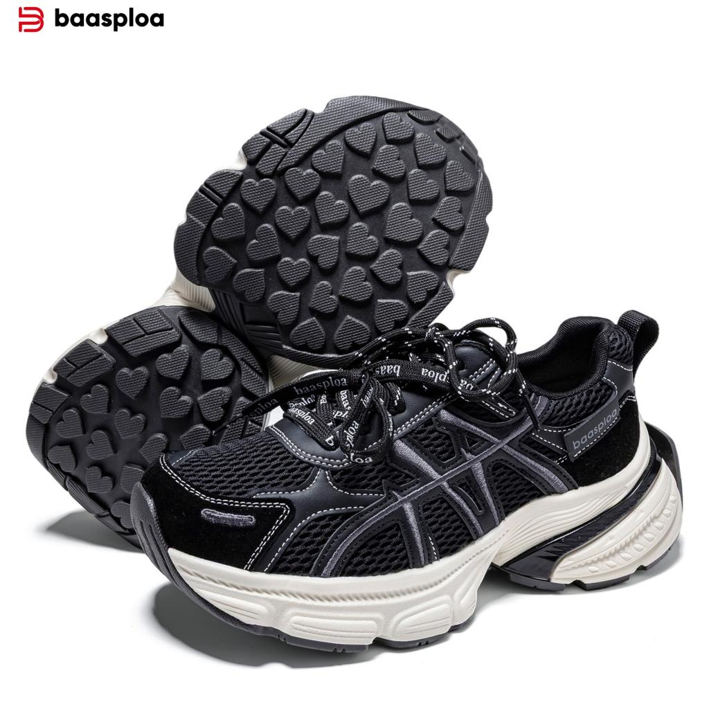 BAASPLOA Damen-Sportschuhe mit dicker Sohle, Laufschuhe aus Mesh, Freizeitschuhe, Wanderschuhe, Studentenschuhe, flache Schuhe, Tennisschuhe, atmungsaktiv