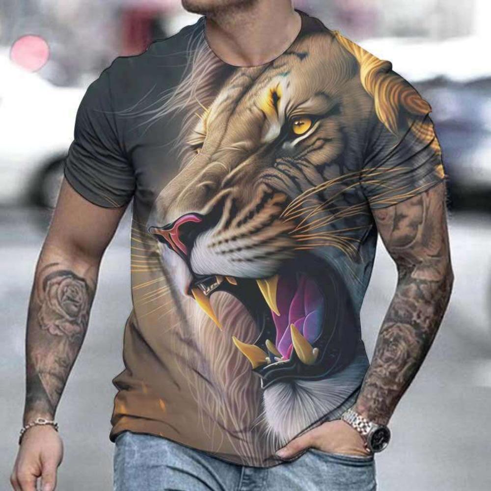 2025 Cross border Foreign Trade New 3D Printed Men's Round Neck Short Sleeve Casual T-shirt