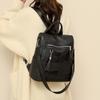 Women's PU Backpack with Patchwork Design Large Capacity Shoulder Bag for Daily Travel