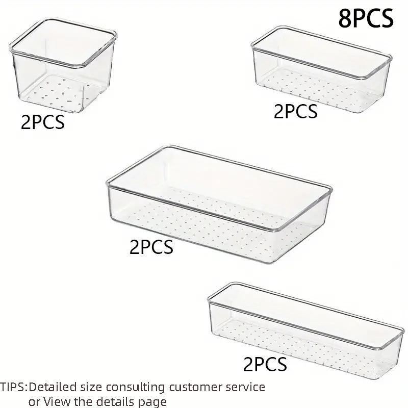 4/28 PCS Clear Drawer Organizer Set Multi-functional Desk Organizer Trays for Cosmetics Kitchen Utensils and Office Accessories