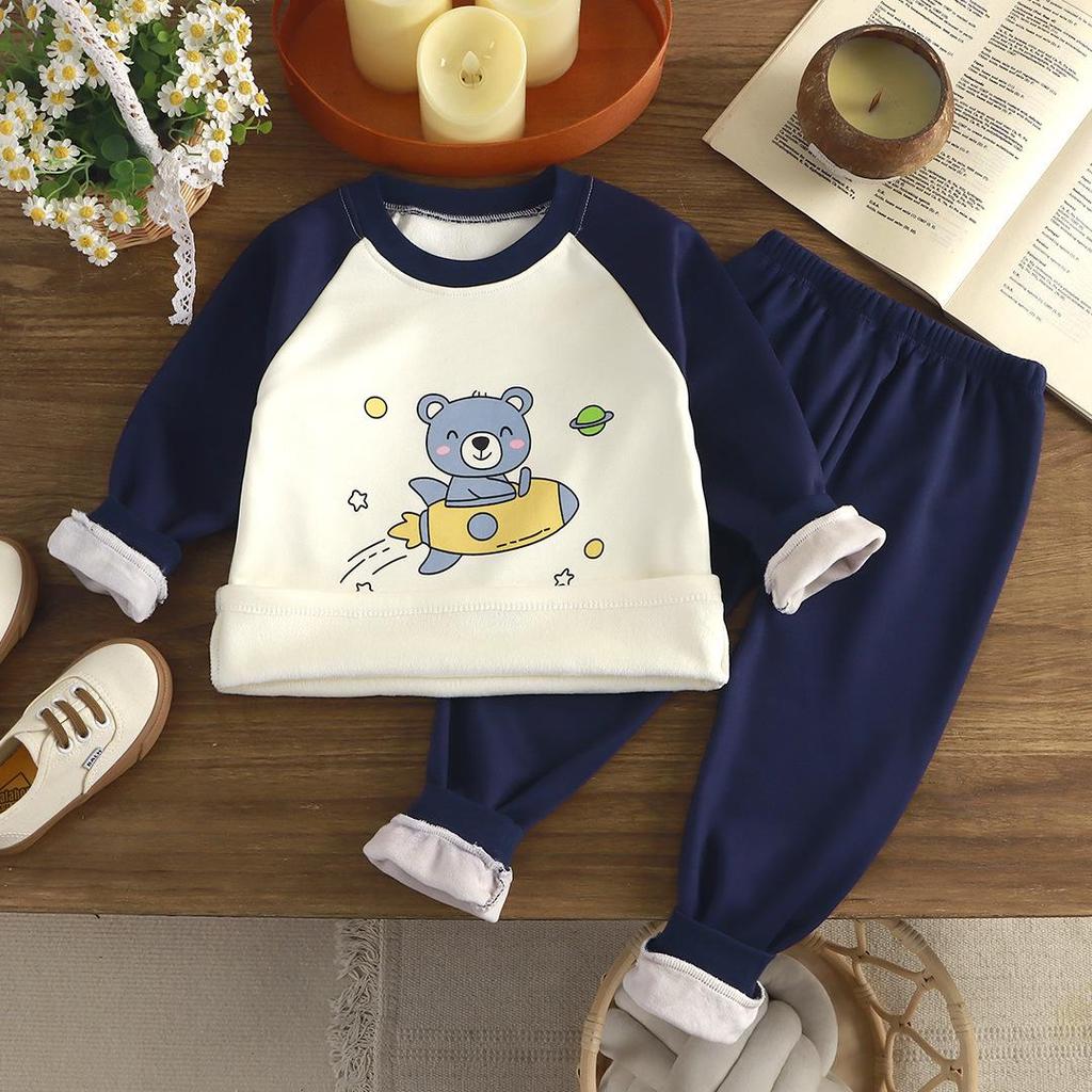 Kinder Fleece-gefüttertes Thermo-Unterwäsche-Set für Jungen & Mädchen - Gemütliche Herbstkleidung