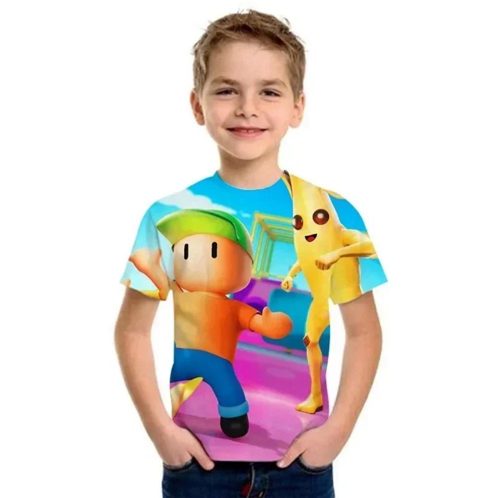 2025 Camiseta Infantil Impresa en 3D Stumble Guys Niños Niñas Camisa Harajuku Dibujos Animados Divertida Camiseta Chico Tops Miércoles Ropa Infantil