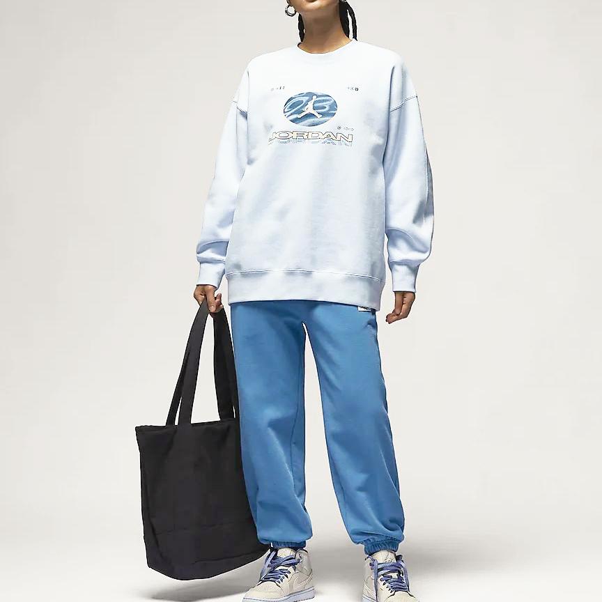 Jordan Fearless Letter Print Fleece-Lined Casual Loose Sweatshirt Women Tops Purple Blue FV4021-423