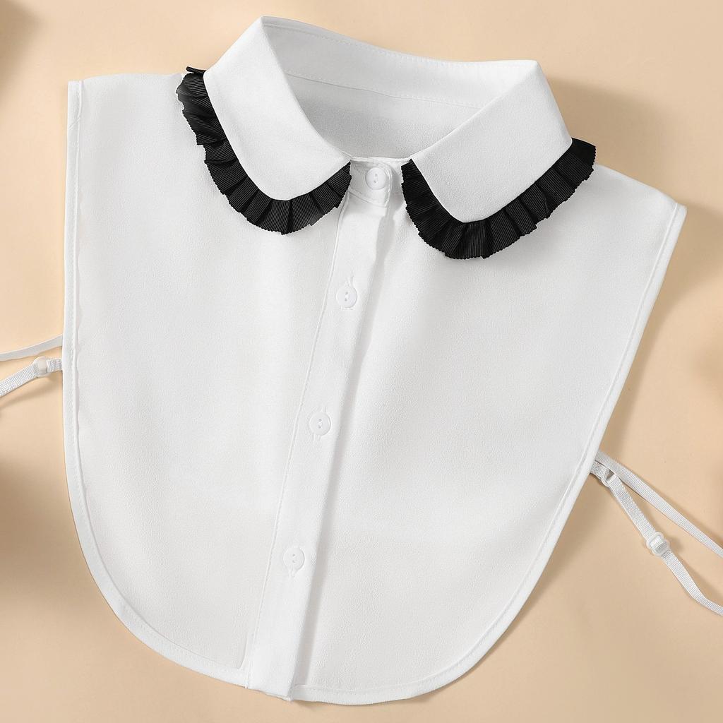 Women's Lace Pointed Neck Chiffon Fake Collar, Fashionable and Versatile, Personalized Decoration, Detachable Fake Collar