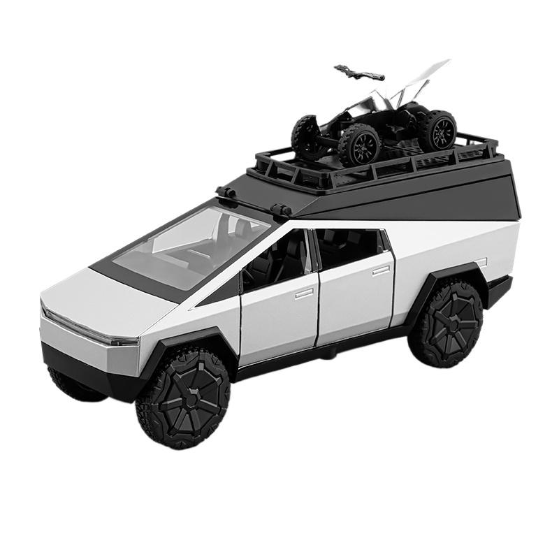 

1/32 Tesla Cybertruck RV Кемпинг Игрушка Внедорожник Сплав Металл Литой Модель Автомобиля Звук и Свет Детская Игрушечная Машина Коллекционная День Рождения серебряный