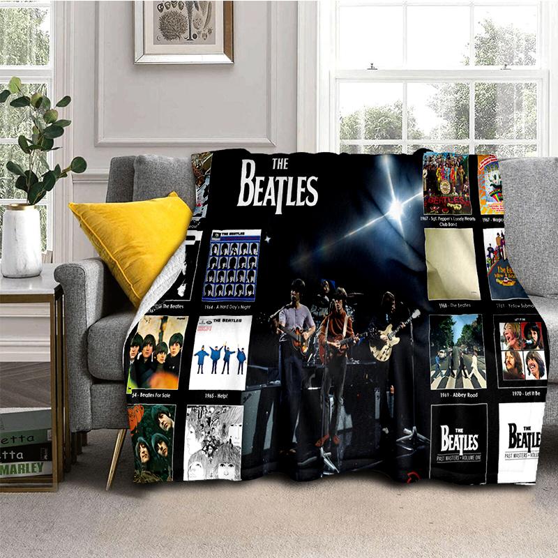 Coperta Flanella 3D The B-Beatles Rock Band Star Morbida Calda Plaid per Camera da Letto Soggiorno Letto Viaggio Campeggio Picnic Regalo