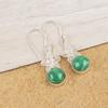 Natural Malachite Gemstone 925 Sterling Silver Handcrafted Jewelry Long Hook Earrings 1.50" For Her EE-54-26