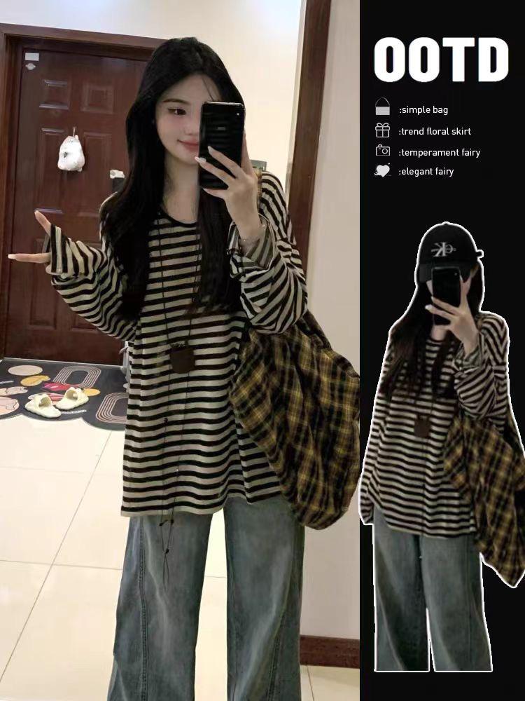 2026 Spring/Summer Korean-Style Maternity Striped Slimming Top M