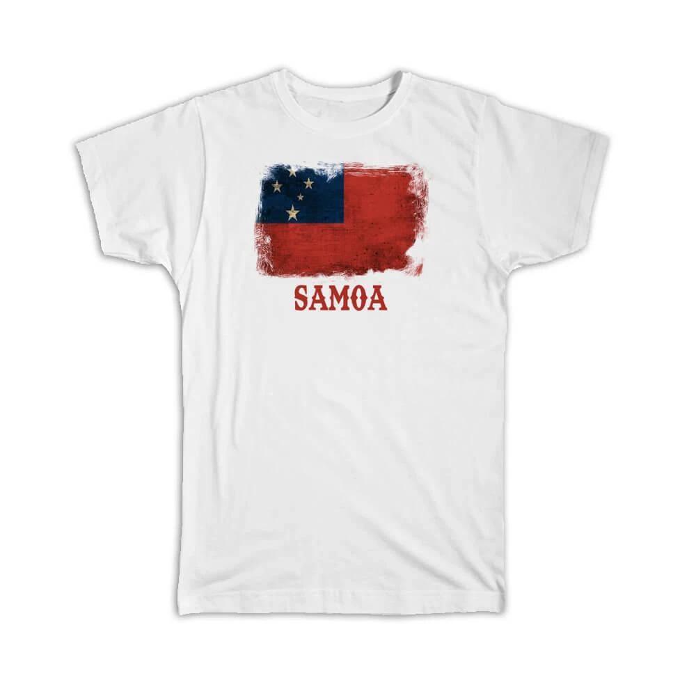 Gift T-Shirt : Samoa Flag Distressed Art Polynesian Country Souvenir National 2XL