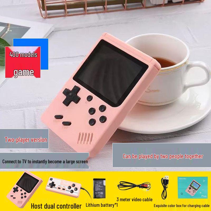 Macaron Handheld Game Console for Kids: 800 Classic Games, Single/Double Player, Accessories Included, Free Shipping