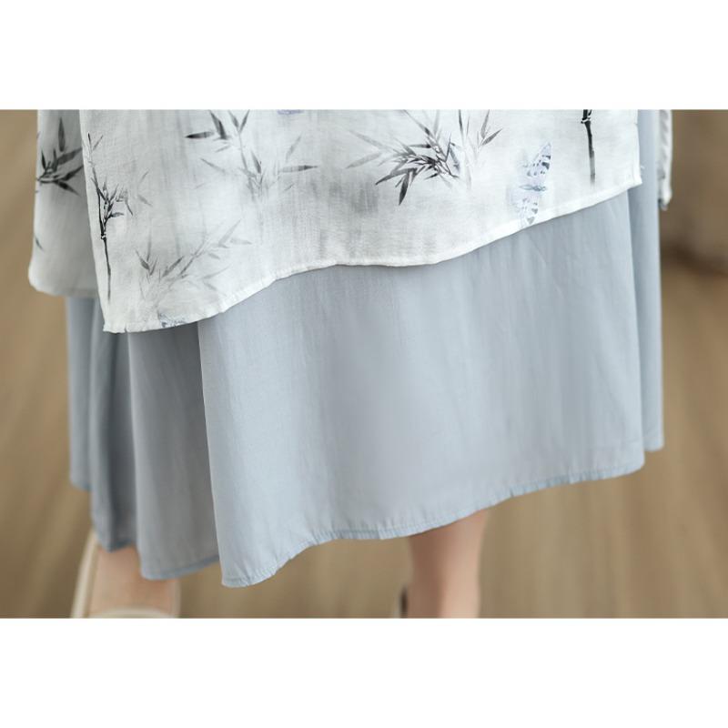 DIMANAF 2025 Summer Women Plus Size Dress Loose Floral Dress Chiffon Elegant Basic Vintage Casual Maxi Dress
