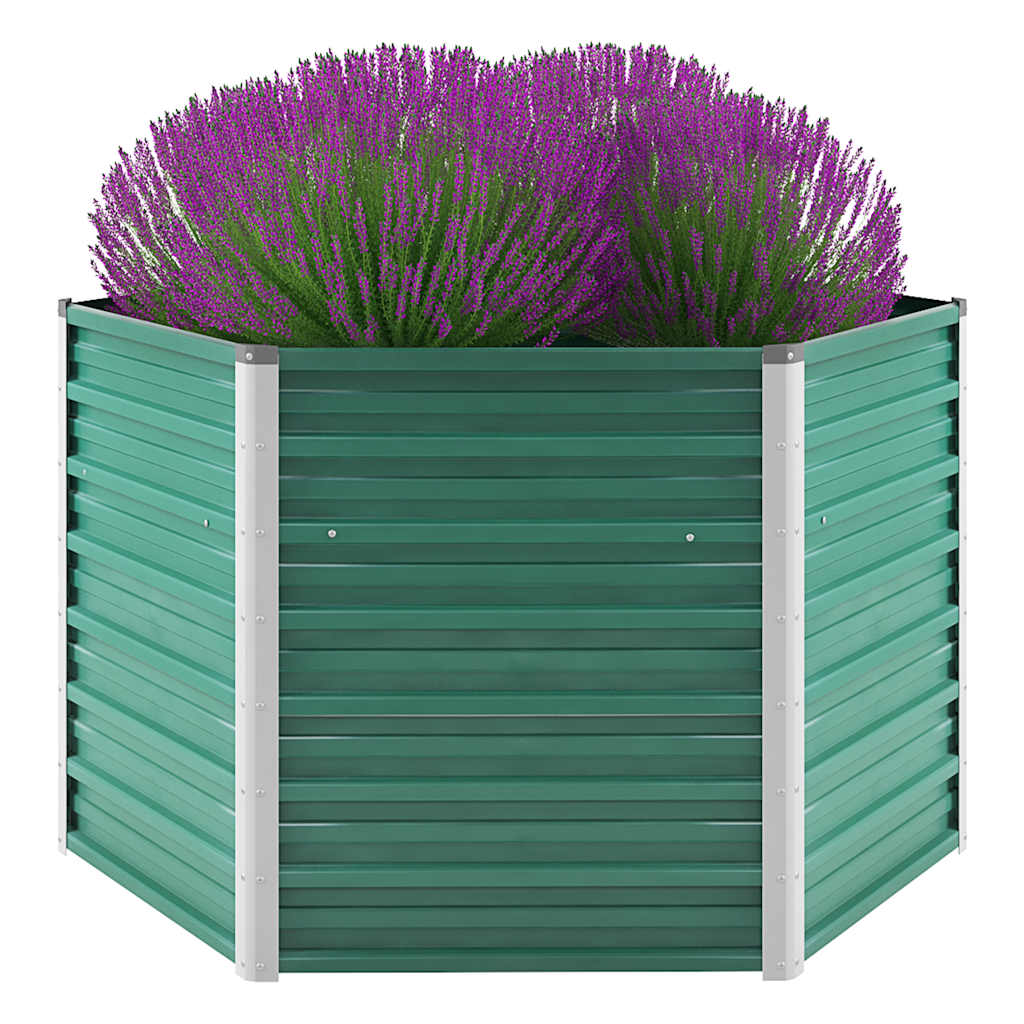 Garden Raised Bed Galvanized Steel 129 x 129 x 77 cm Green