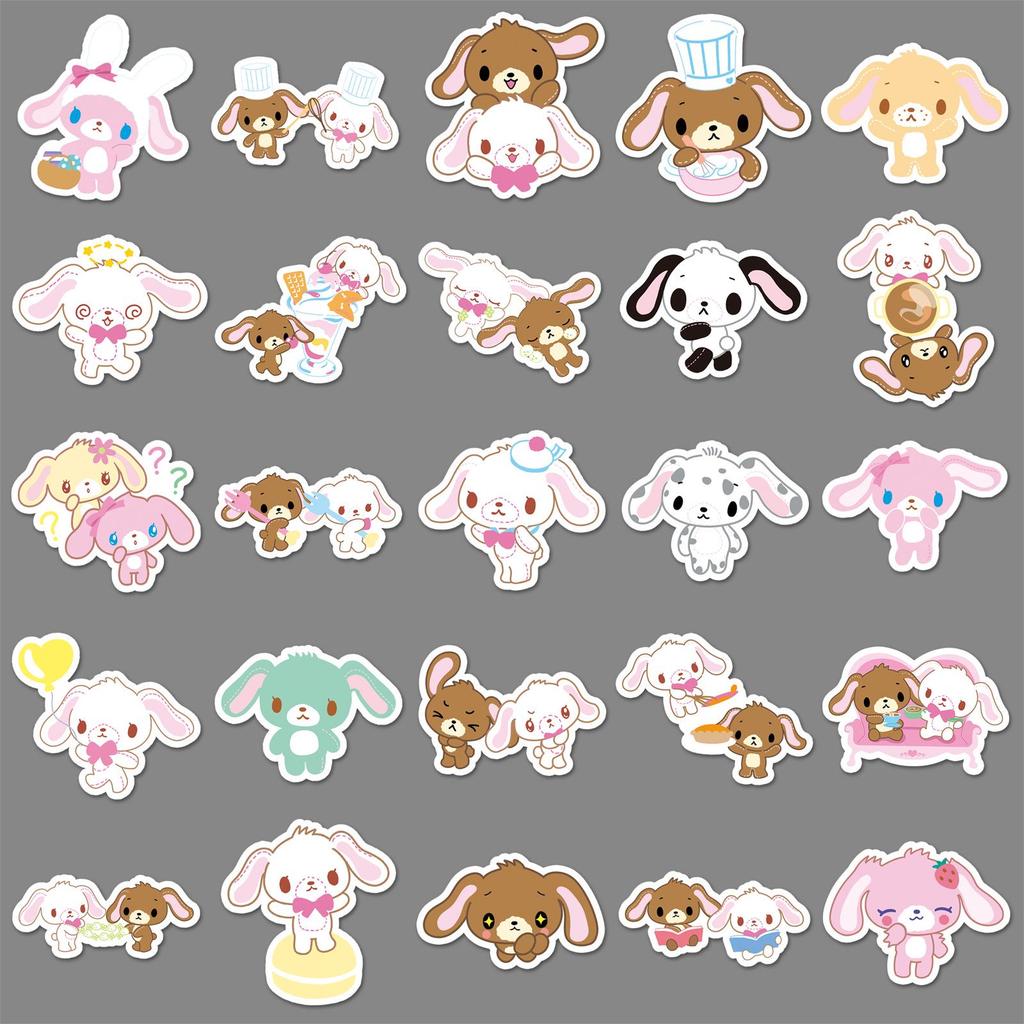 Honey Bunny Graffiti Stickers: 50 Cute Cartoon Sanrio Dessert Bunny Guka Stickers for Phone, Journal, and Stationery.