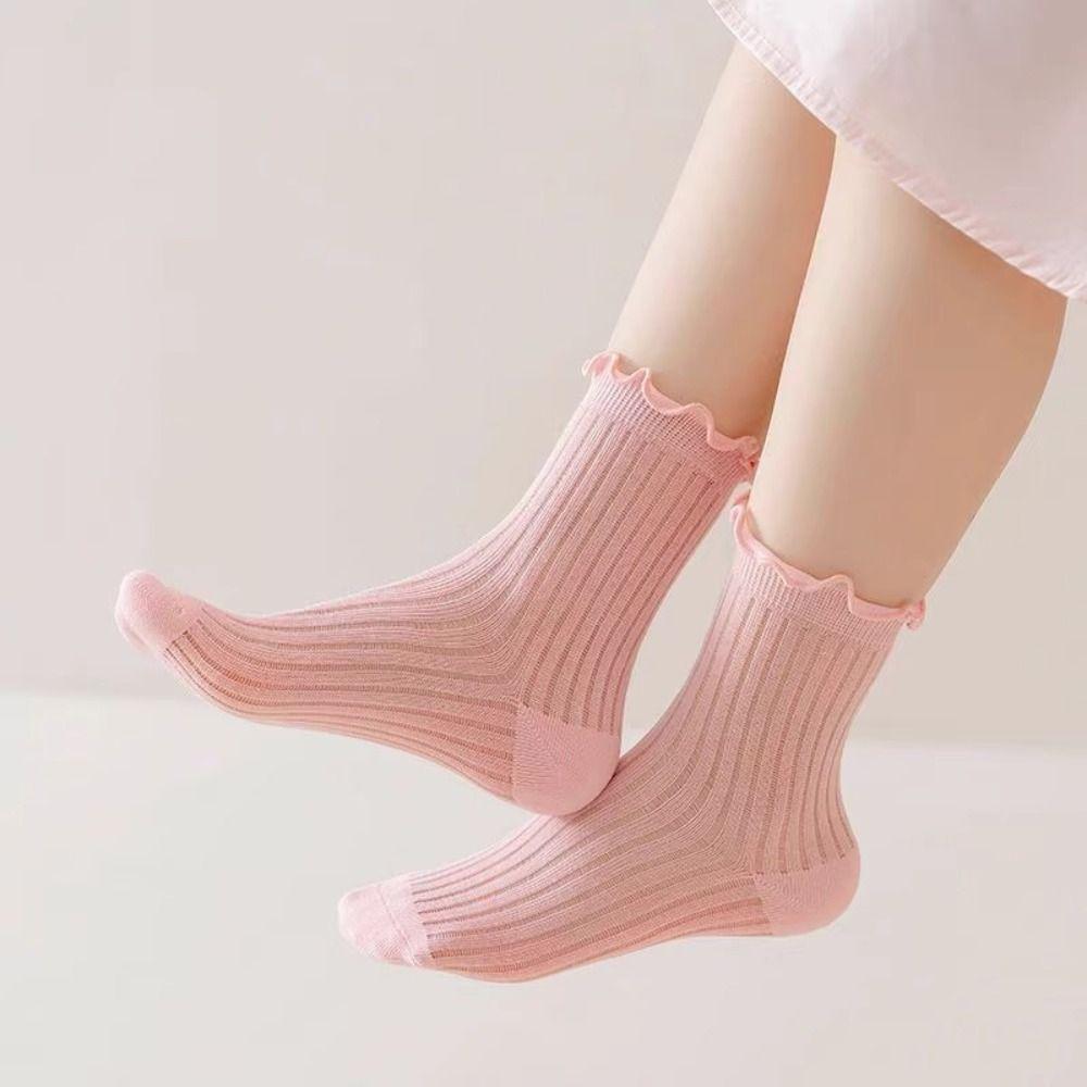 Breathable Mesh Children Princess Socks Solid Color Children's Socks Kids 1-12Y