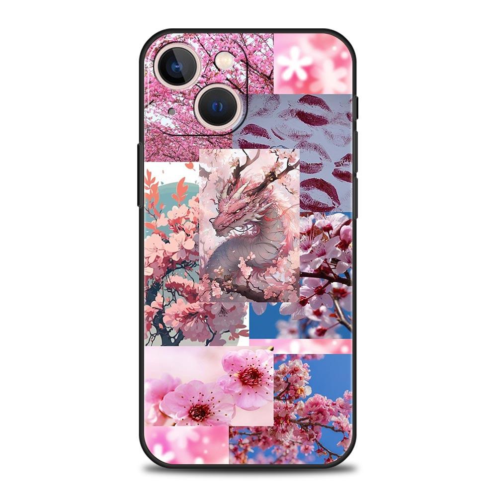 Korean Flower Phone Case Cover for iPhone 17 16 15 14 13 12 11 Pro Max 17 Air Plus Shockproof Soft TPU Shell Fundas Capas Coque