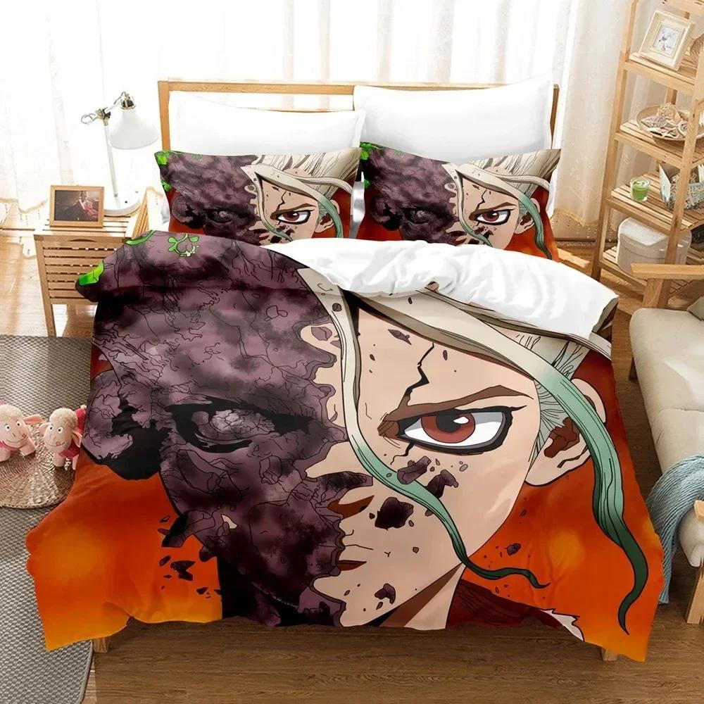 3D Anime Dr Stone Printed Bed Set Duvet Cover Pillowcase Bedding Set Bed Linen Sheet Quilt Cover Full Queen King Size
