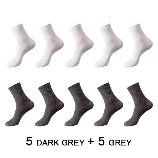 10Pairs/Men's Bamboo Fiber Socks Classic Business Office Stockings Breathable Deodorant Feet Men's Dress Socks Plus-size EU39-45
