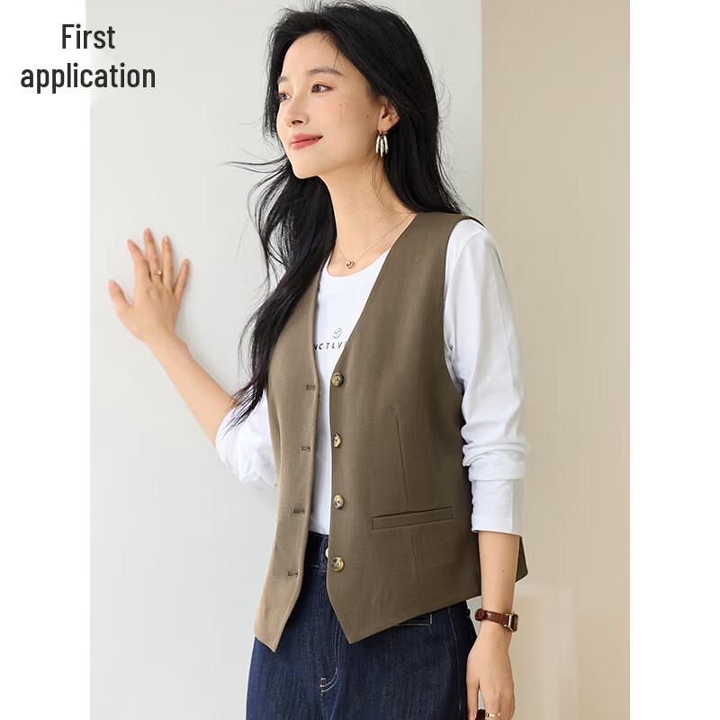 Gilet de tailleur classique à col en V pour femme Chushen