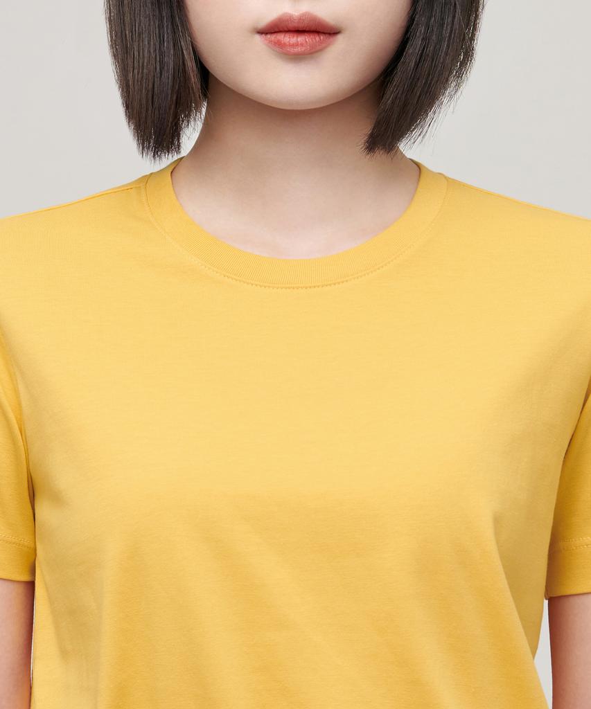 MUSINSA STANDARD WOMAN [Cooltandard] Women'S Crew Neck Crop T-Shirt [Mellow Yellow]