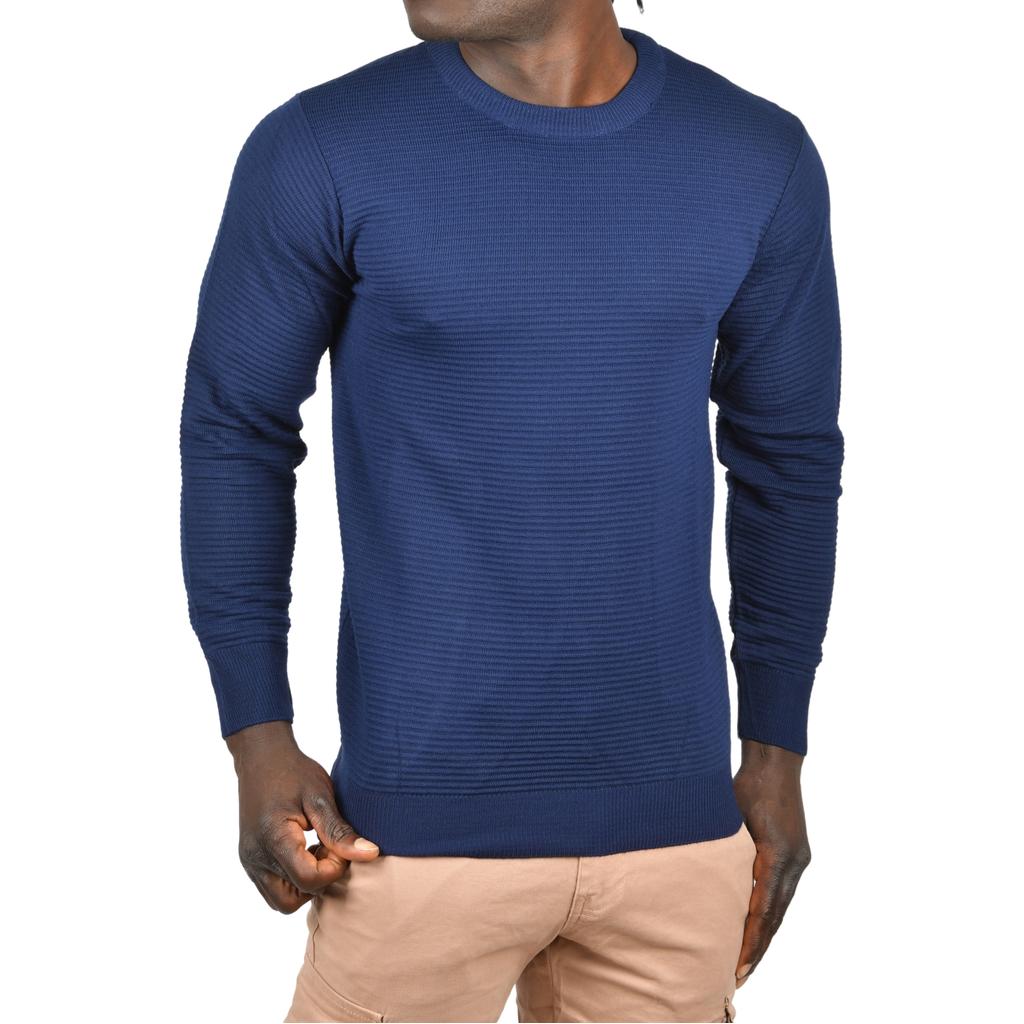 DeepSEA Çizgi Desenli Bisiklet Yaka Dar Kesim Triko Kazak 2505492