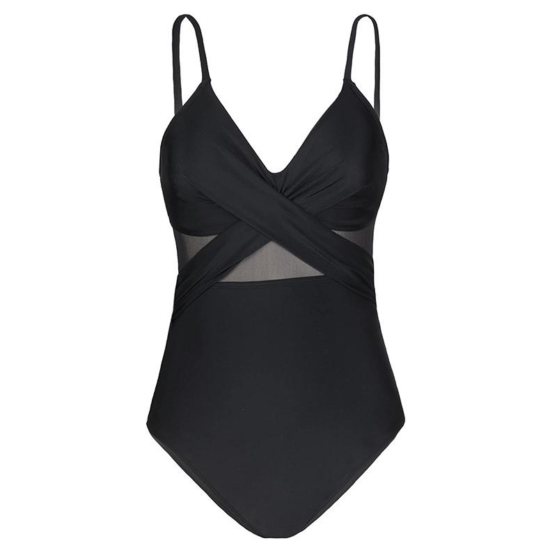 European and American Women Sexy One Piece Backless Sandbeach Bikini Printed Swimwear Front Cross Strap Monokini Bathing Suit