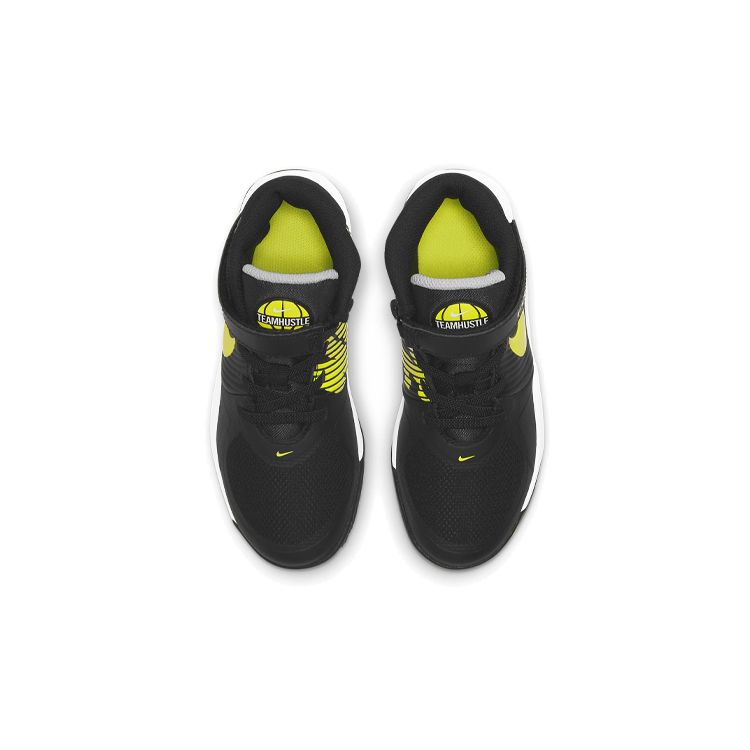 Nike Team Hustle D9 FlyEase PS Black High Voltage Kids Sneakers White Smoke-Grey BV2951-013