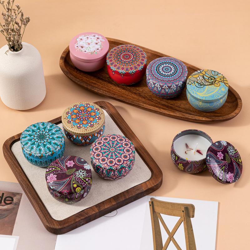 Couples Romantic Home Decor Candle Jar (4Pcs/Box) - Scented Long Lasting Smokeless Soy Candles, Crystal Stone Dried Flower