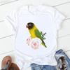 Cute Cockatielsparrot Bird Lovers Print T Shirt Girls Sunflower Flowers Tshirt Unisex Harajuku Kawaii Clothes Summer Tops Tee