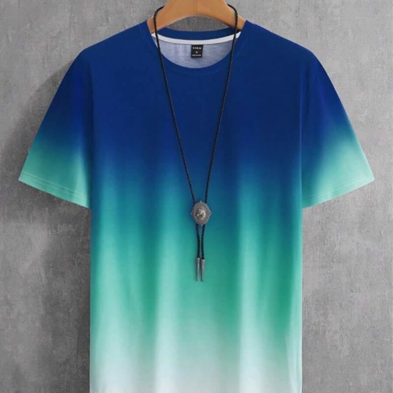 

Новая летняя мужская модная футболка, мужская футболка с креативным цветным градиентным принтом, топ 8XL зелёный